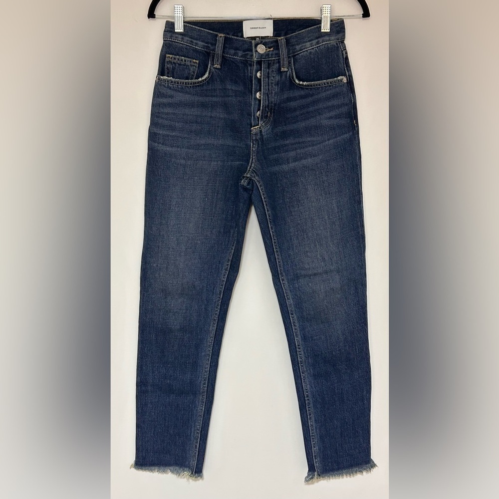 Current/Elliot Women’s Exposed Button Fly Vintage Ankle Raw Hem Jeans Size 25